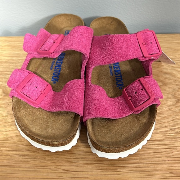 Birkenstock New Women's Arizona SF Sandal Fuchsia Tulip Suede 37 240 L 6 M 6 - Picture 5 of 10